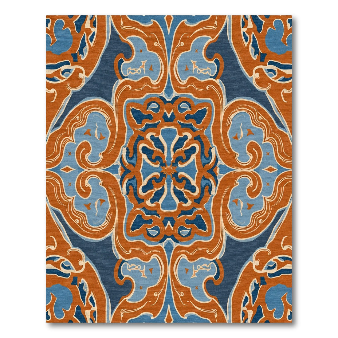 Terracotta Blue Ornamental Medallion Rug