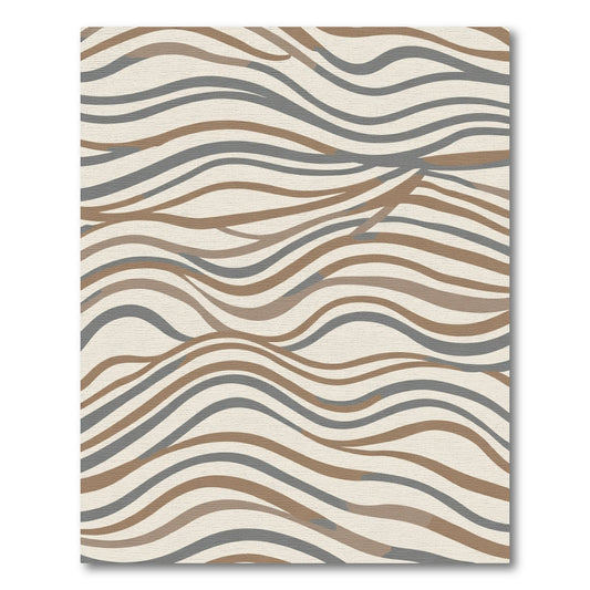 Earthy Neutral Wavy Stripe Rug