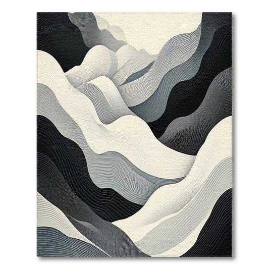 Grayscale Wavy Mountain Rug