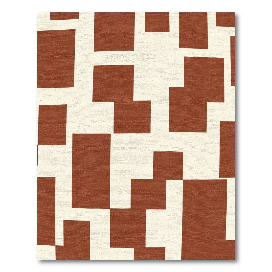 Terracotta Cream Geometric Block Rug