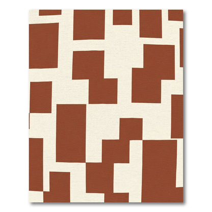 Terracotta Cream Geometric Block Rug