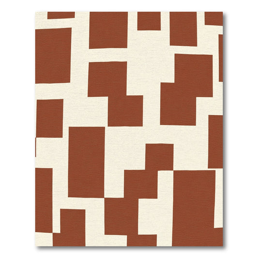 Terracotta Cream Geometric Block Rug