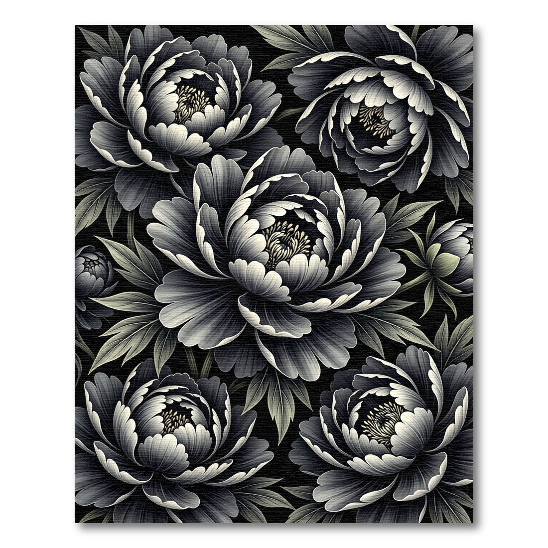 Monochrome Peony Bloom Garden Rug