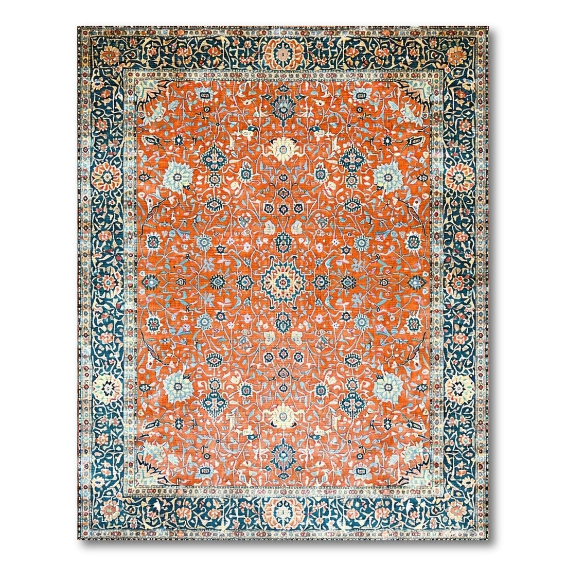 Traditional Persian Orange Persian Floral Area Rug