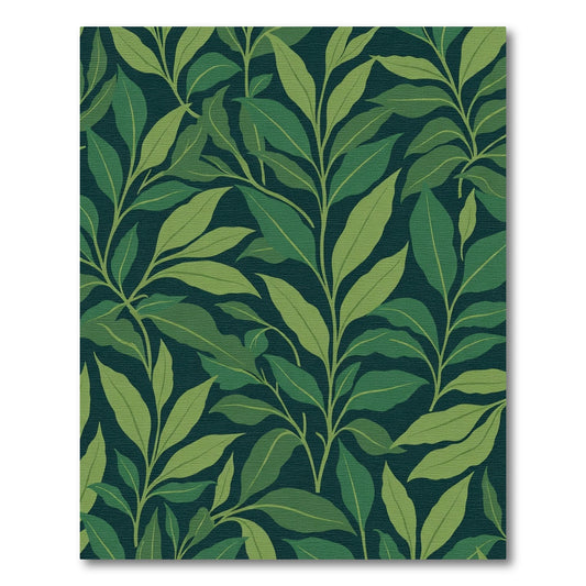 Deep Green Leafy Vine Arrangement Rug