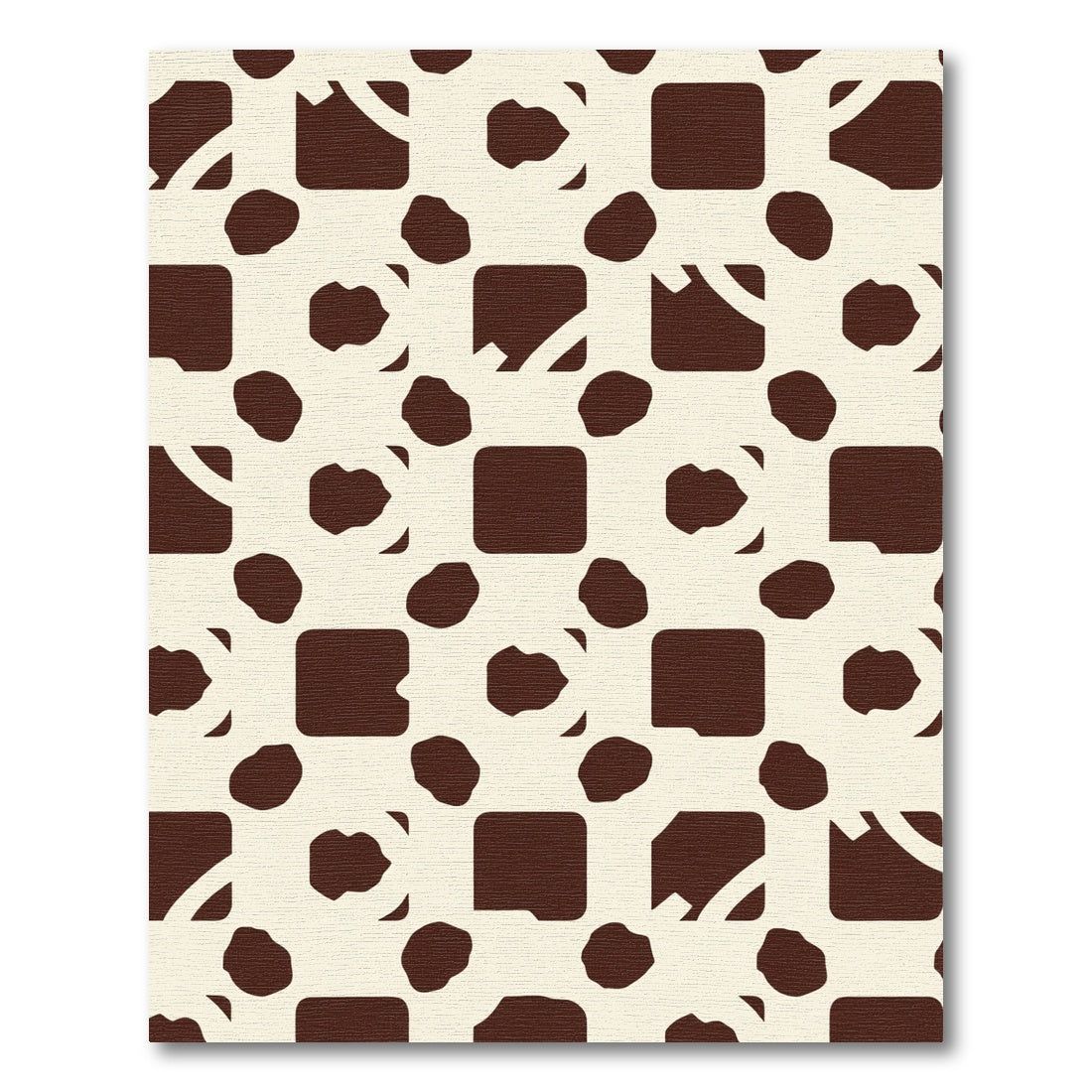 Brown Cream Abstract Blobs Squares Rug