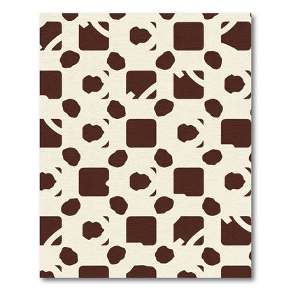 Brown Cream Abstract Blobs Squares Rug