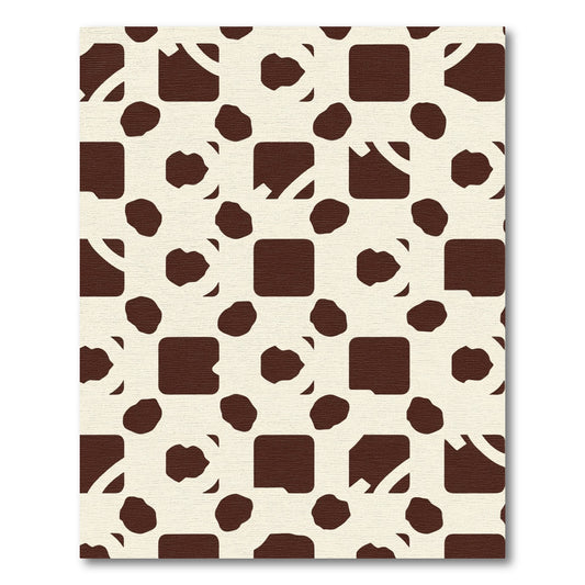 Brown Cream Abstract Blobs Squares Rug