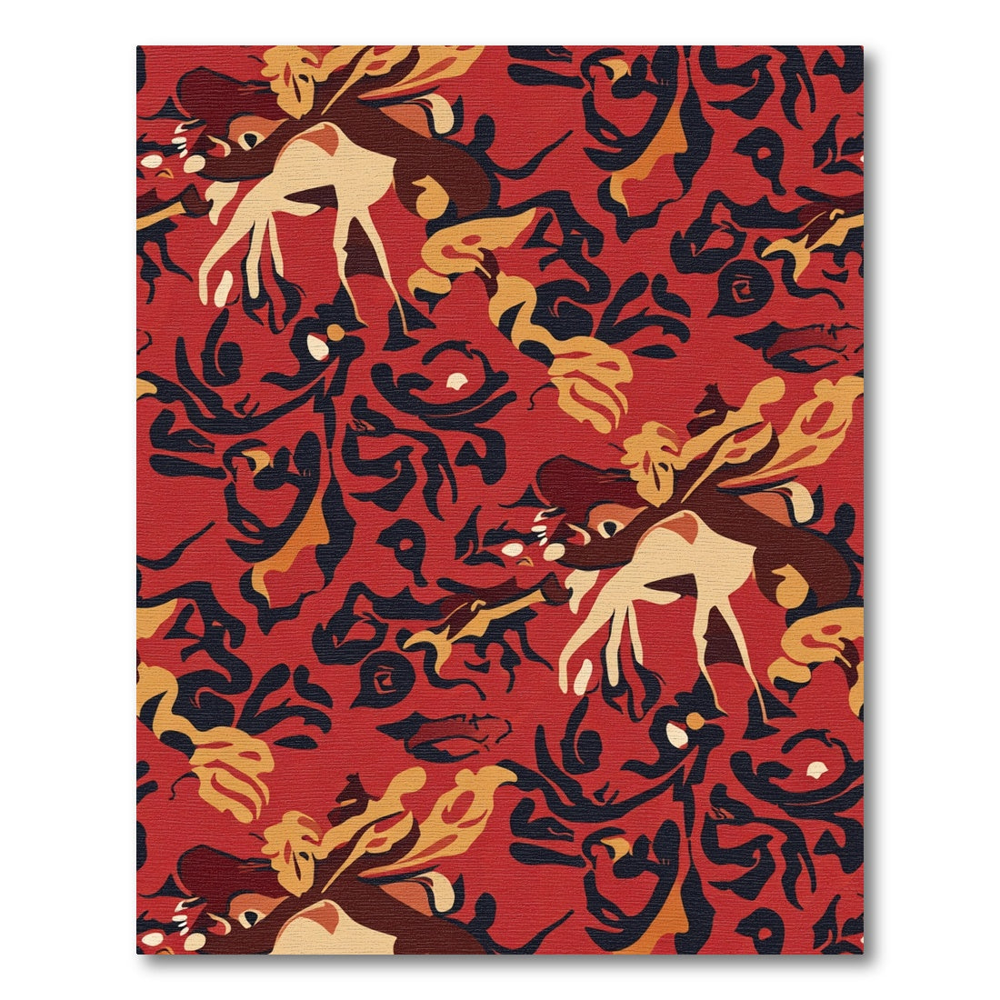 Abstract Crimson And Camel Animal Rug