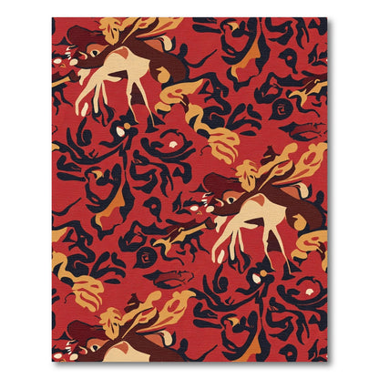 Abstract Crimson And Camel Animal Rug