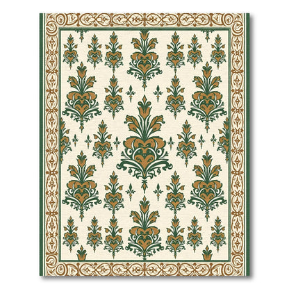 Ornamental Dark Green Golden Floral Rug