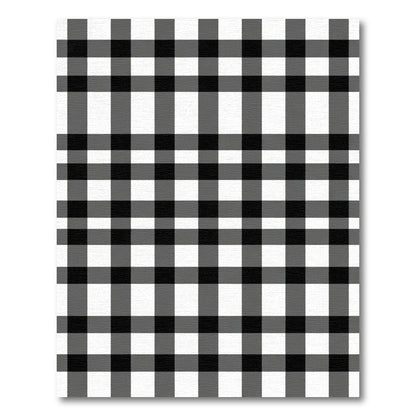 Bold Black White Plaid Check Rug