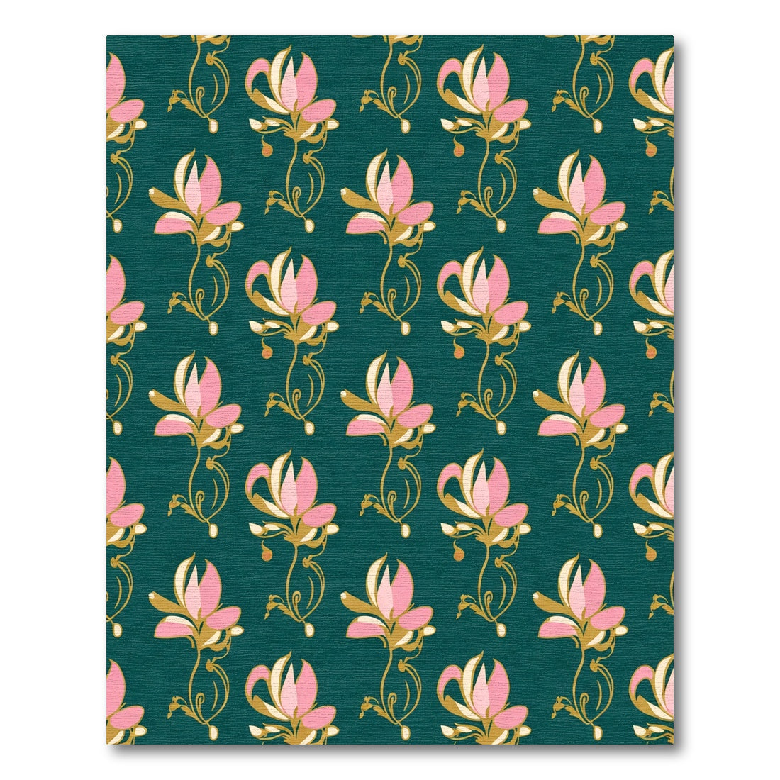 Pink Golden Floral Swirl Rug