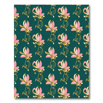Pink Golden Floral Swirl Rug