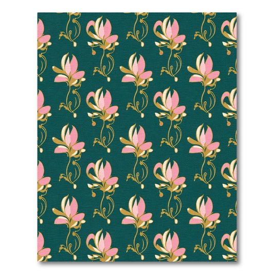 Pink Golden Floral Swirl Rug