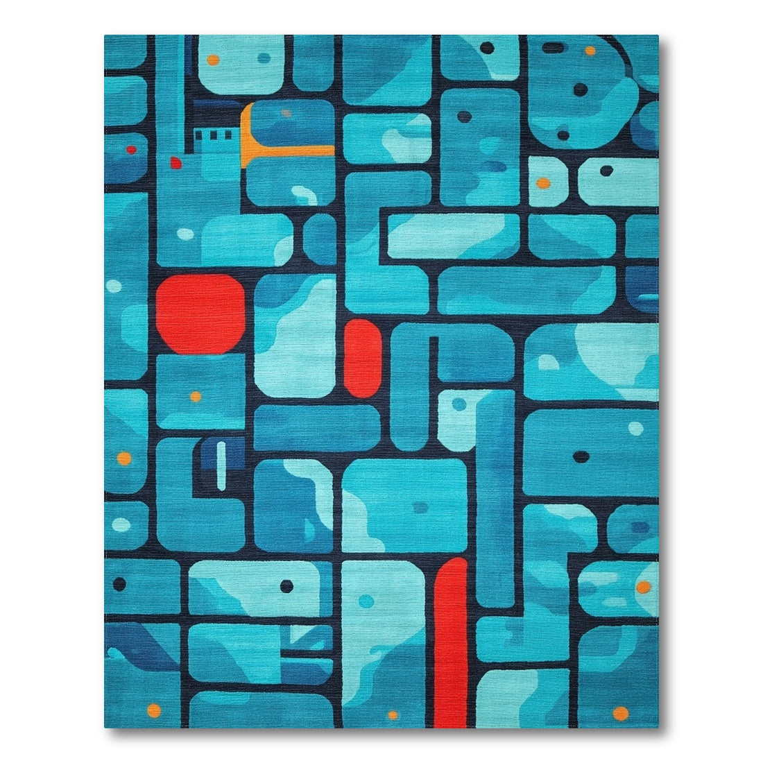 Blue Teal Geometric No. 6 Area Rug