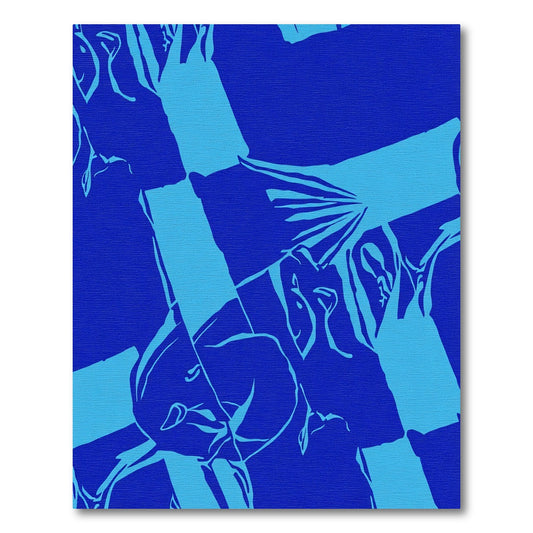Abstract Blue Line Art Rug