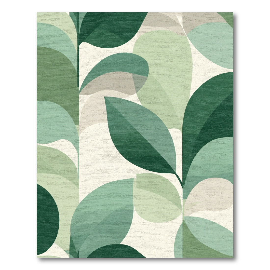 Geometric Green Leaf Abstraction Rug