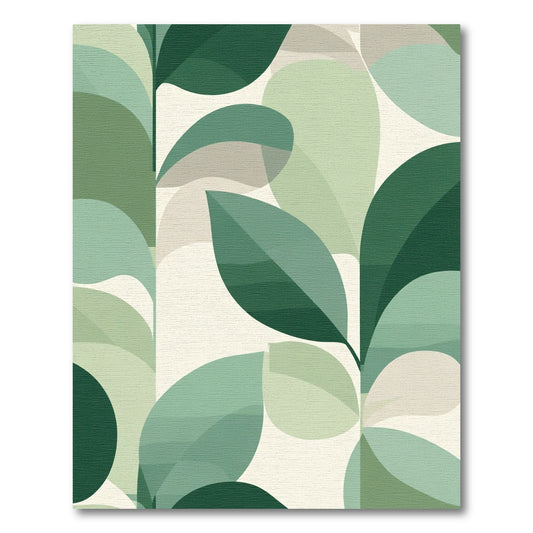 Geometric Green Leaf Abstraction Rug