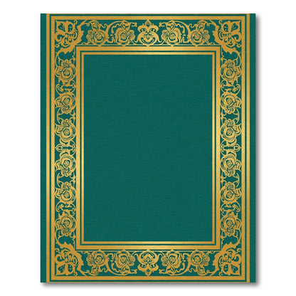 Golden Emerald Floral Border Rug