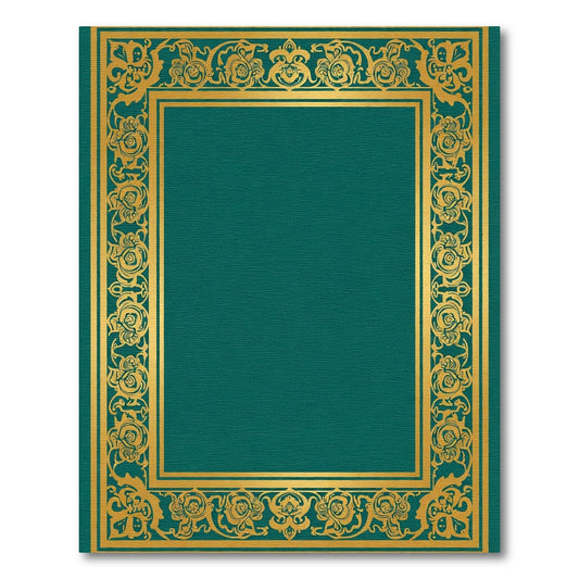 Golden Emerald Floral Border Rug