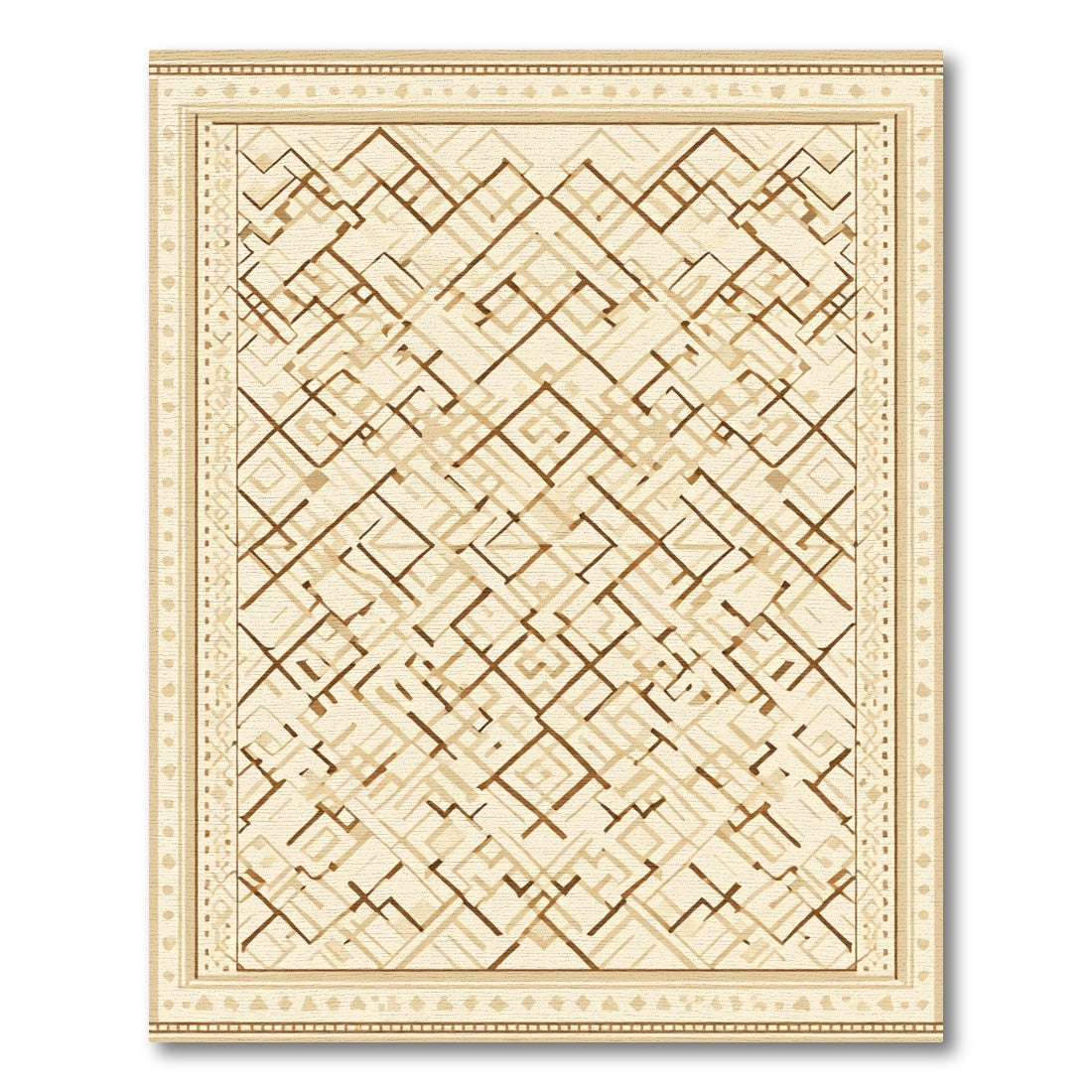 Vintage Beige Geometric Lattice Rug