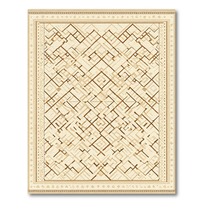 Vintage Beige Geometric Lattice Rug