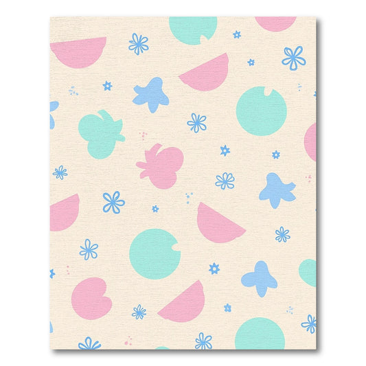 Pastel Fun Shapes Floral Arrangement Rug