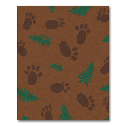Brown Paw Print Forest Collection Rug