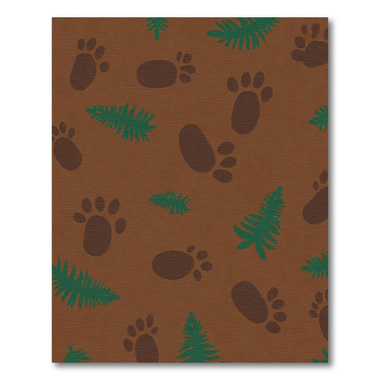 Brown Paw Print Forest Collection Rug