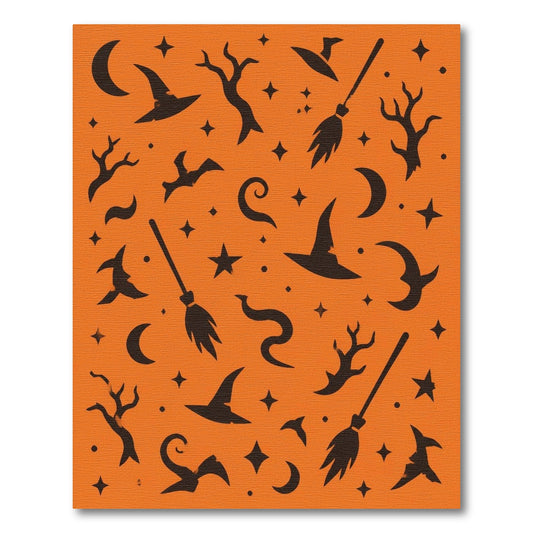 Washable Orange Halloween Witch Area Rug