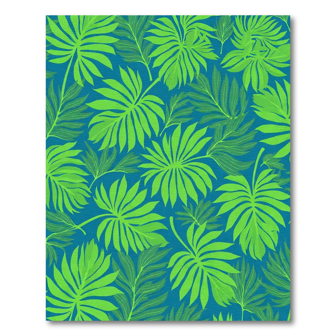 Vibrant Lime Green Tropical Leaf Rug