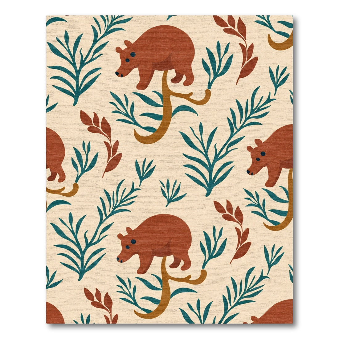 Woodland Bear Botanical Cream Rug