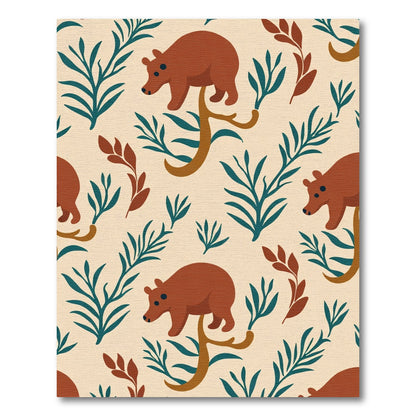 Woodland Bear Botanical Cream Rug
