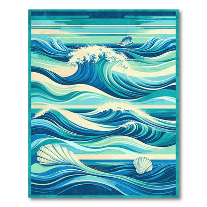 Coastal Wave Seashell Area Rug