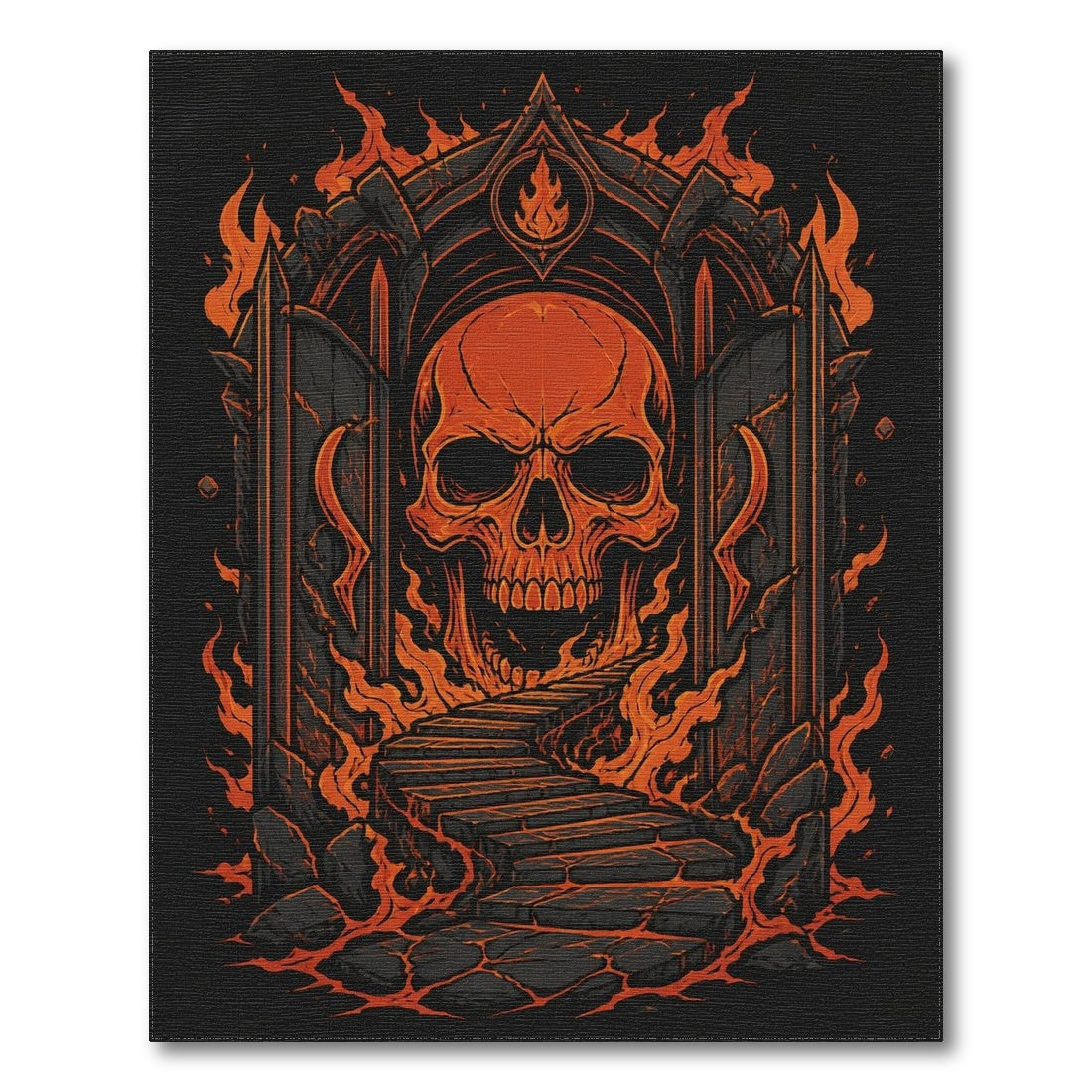 Fiery Skull Orange Area Rug