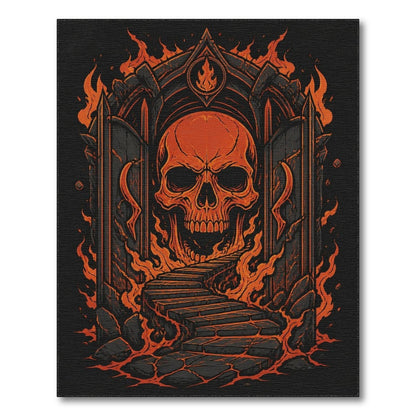Fiery Skull Orange Area Rug