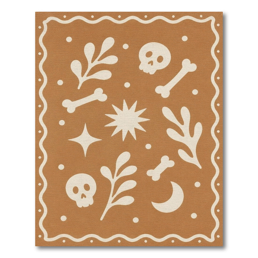 Brown Boho Skull Bone Area Rug