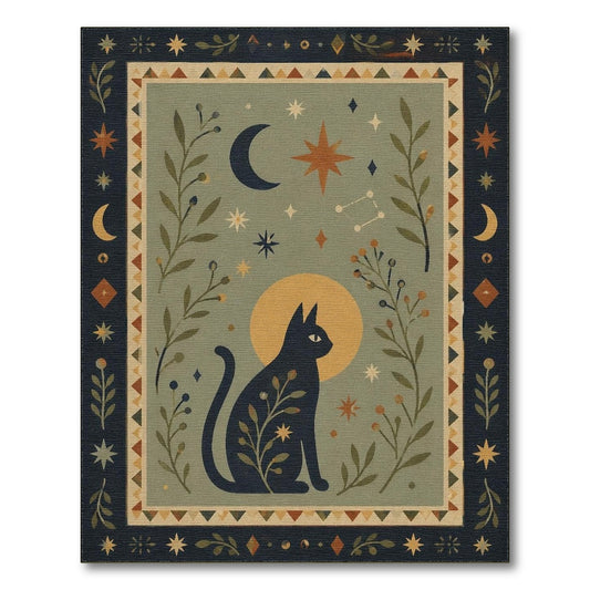 Boho Celestial Cat Area Rug