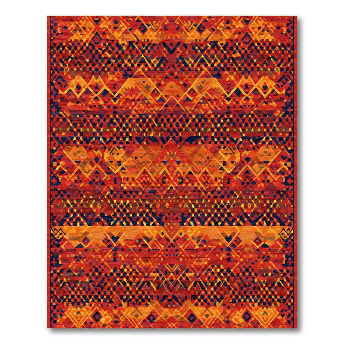 Warm Rustic Red Geometric Tribal Rug
