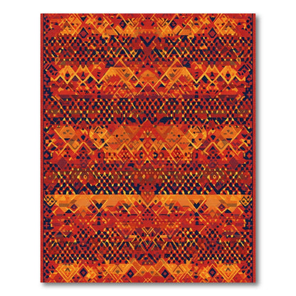 Warm Rustic Red Geometric Tribal Rug