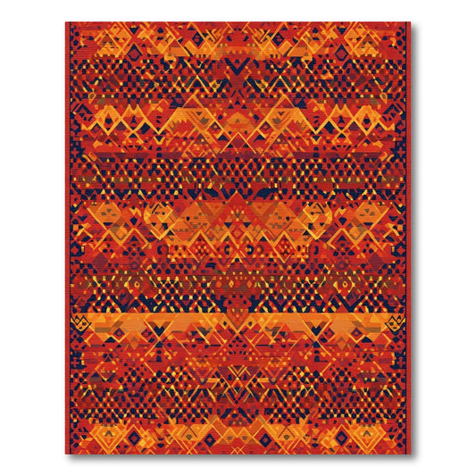 Warm Rustic Red Geometric Tribal Rug