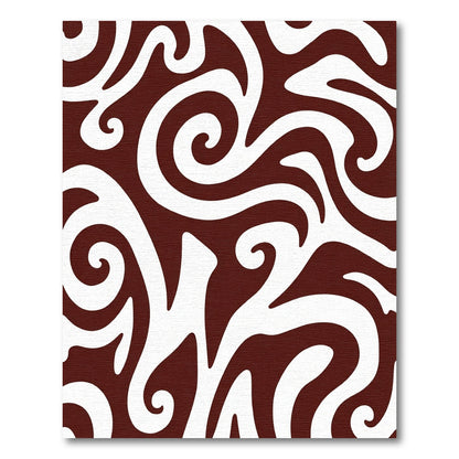 Crimson White Swirling Abstract Rug