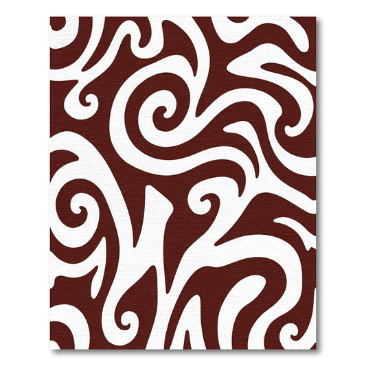 Crimson White Swirling Abstract Rug