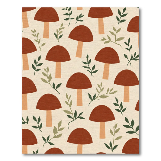 Earthy Terracotta Mushroom Foliage Rug