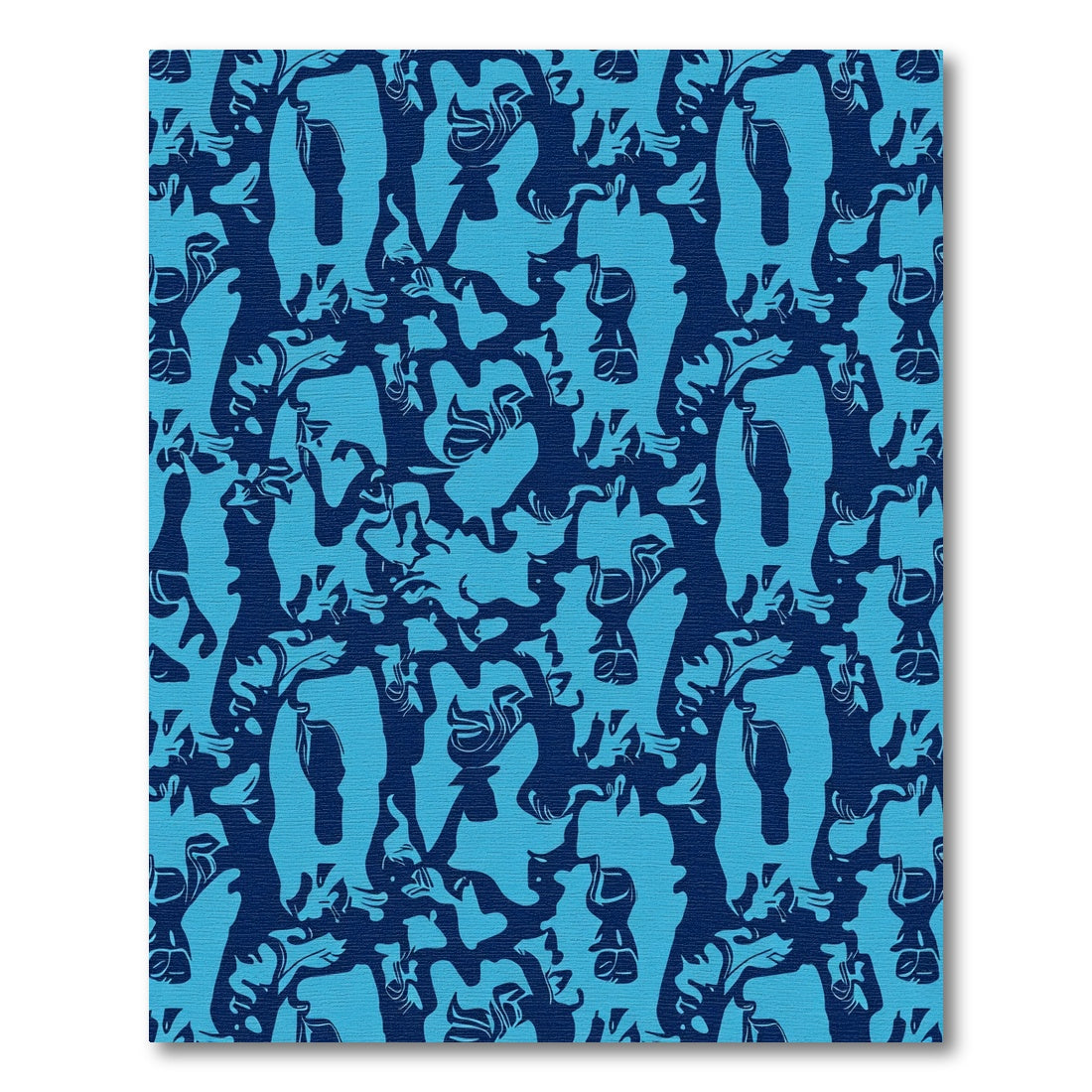 Deep Blue Abstract Organic Shapes Rug