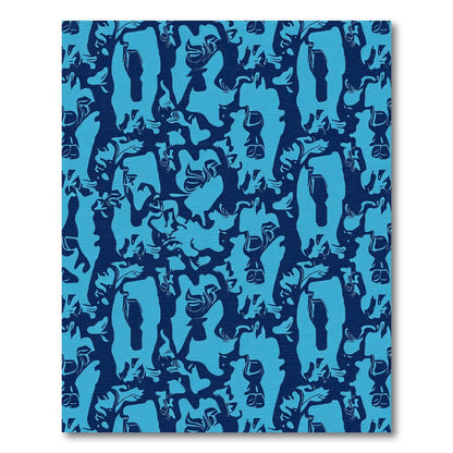Deep Blue Abstract Organic Shapes Rug
