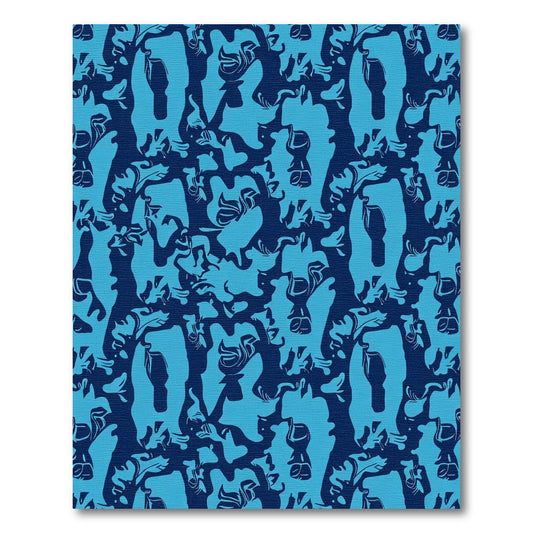 Deep Blue Abstract Organic Shapes Rug