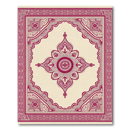 Crimson Sunburst Arabesque Court Rug