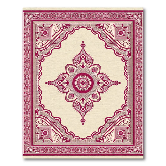 Crimson Sunburst Arabesque Court Rug